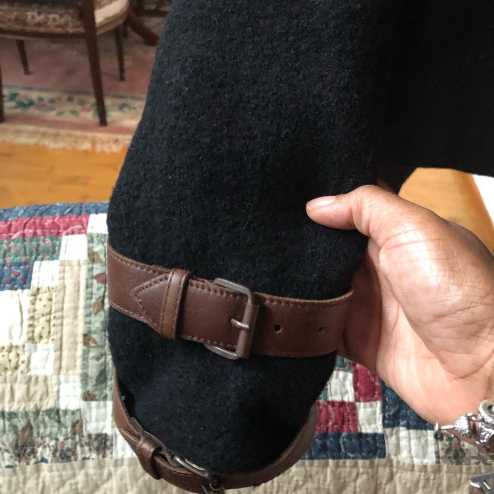 Black wool jacket with plush collar/sleeve trim